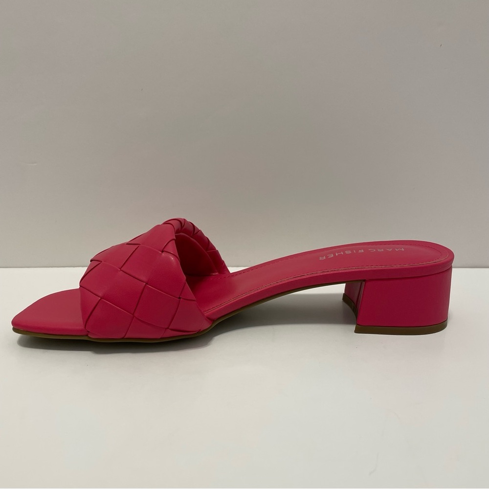 NWOT Marc Fisher Casara Block Heel Braided Slides Sandals Pink Size 8 - Picture 5 of 12